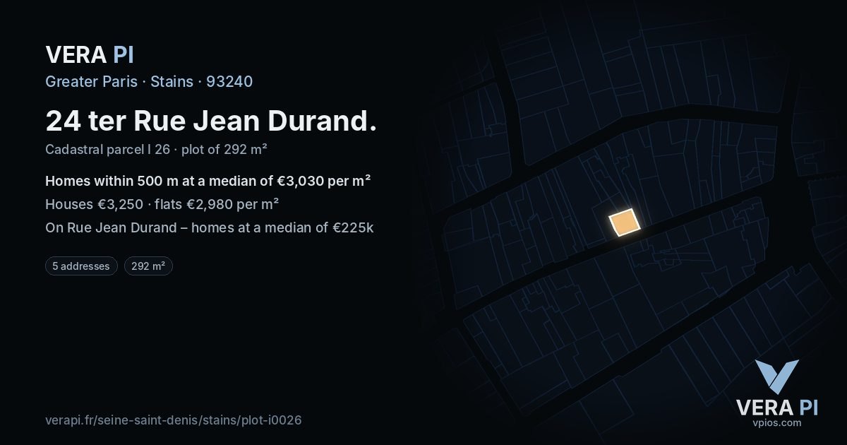 24 ter Rue Jean Durand, Stains at night – the plot lit, the parcels around coloured by the prices near them