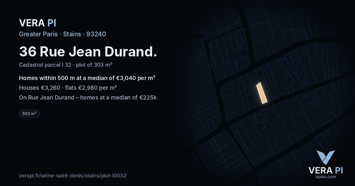 36 Rue Jean Durand, Stains at night – the plot lit, the parcels around coloured by the prices near them