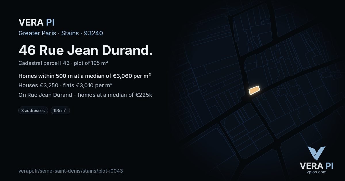 46 Rue Jean Durand, Stains at night – the plot lit, the parcels around coloured by the prices near them