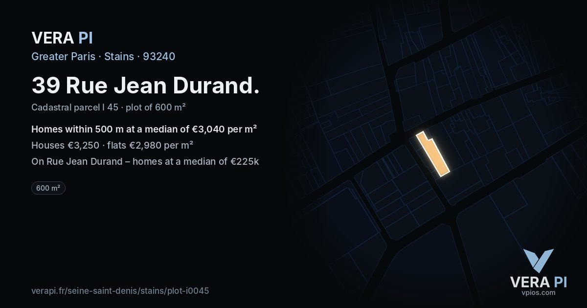 39 Rue Jean Durand, Stains at night – the plot lit, the parcels around coloured by the prices near them