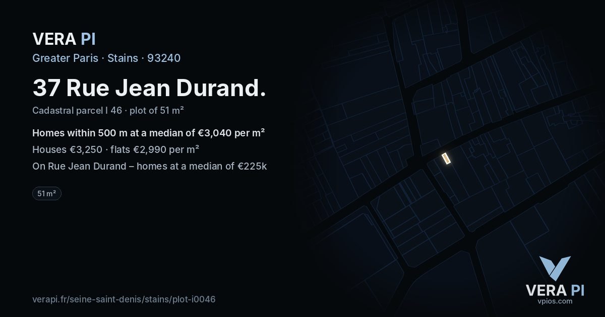 37 Rue Jean Durand, Stains at night – the plot lit, the parcels around coloured by the prices near them