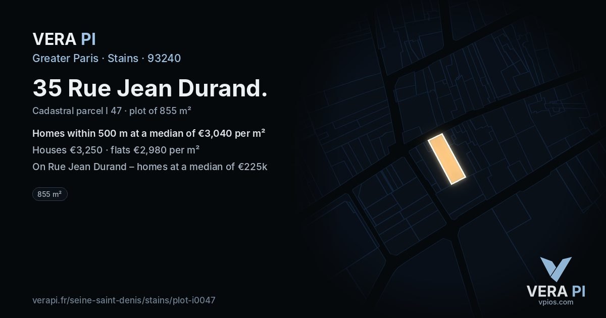 35 Rue Jean Durand, Stains at night – the plot lit, the parcels around coloured by the prices near them