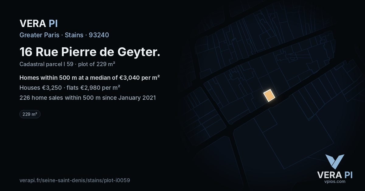 16 Rue Pierre de Geyter, Stains at night – the plot lit, the parcels around coloured by the prices near them