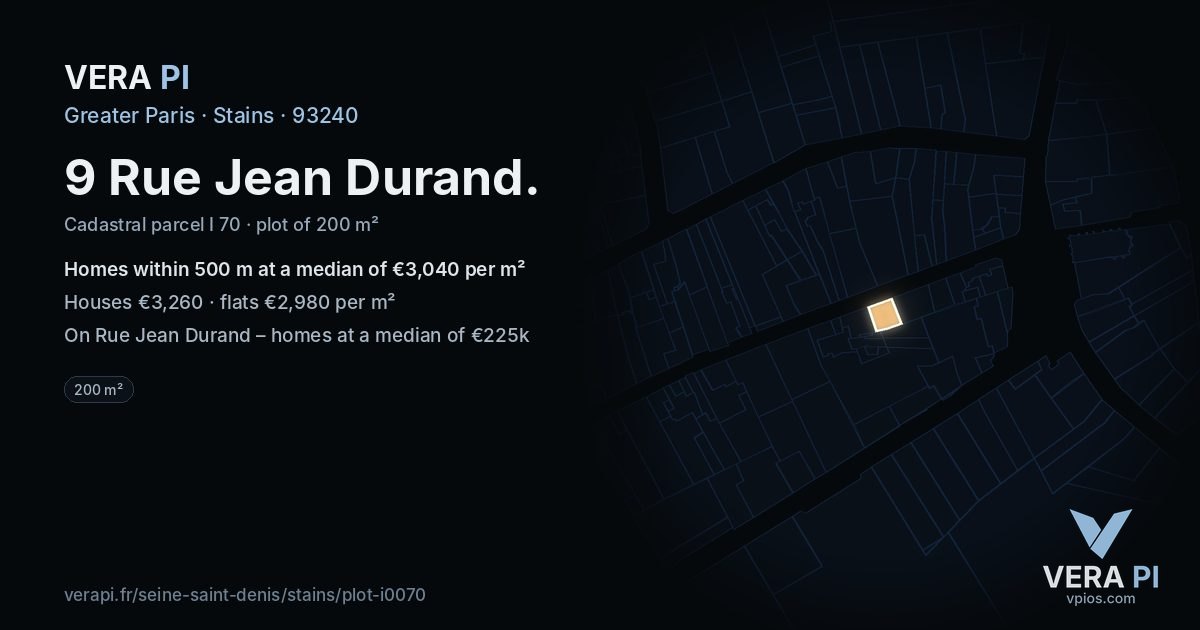 9 Rue Jean Durand, Stains at night – the plot lit, the parcels around coloured by the prices near them