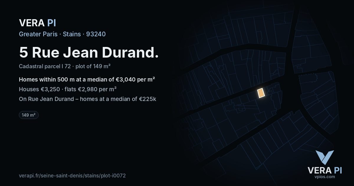 5 Rue Jean Durand, Stains at night – the plot lit, the parcels around coloured by the prices near them