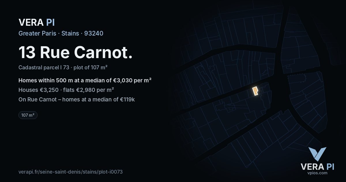 13 Rue Carnot, Stains at night – the plot lit, the parcels around coloured by the prices near them