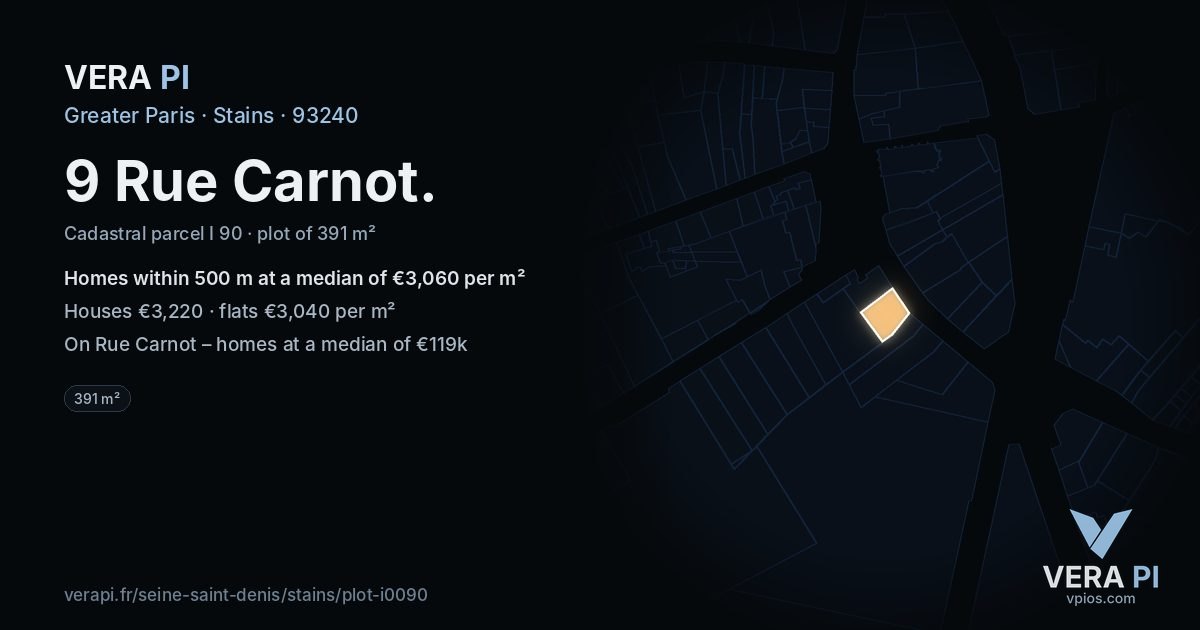9 Rue Carnot, Stains at night – the plot lit, the parcels around coloured by the prices near them