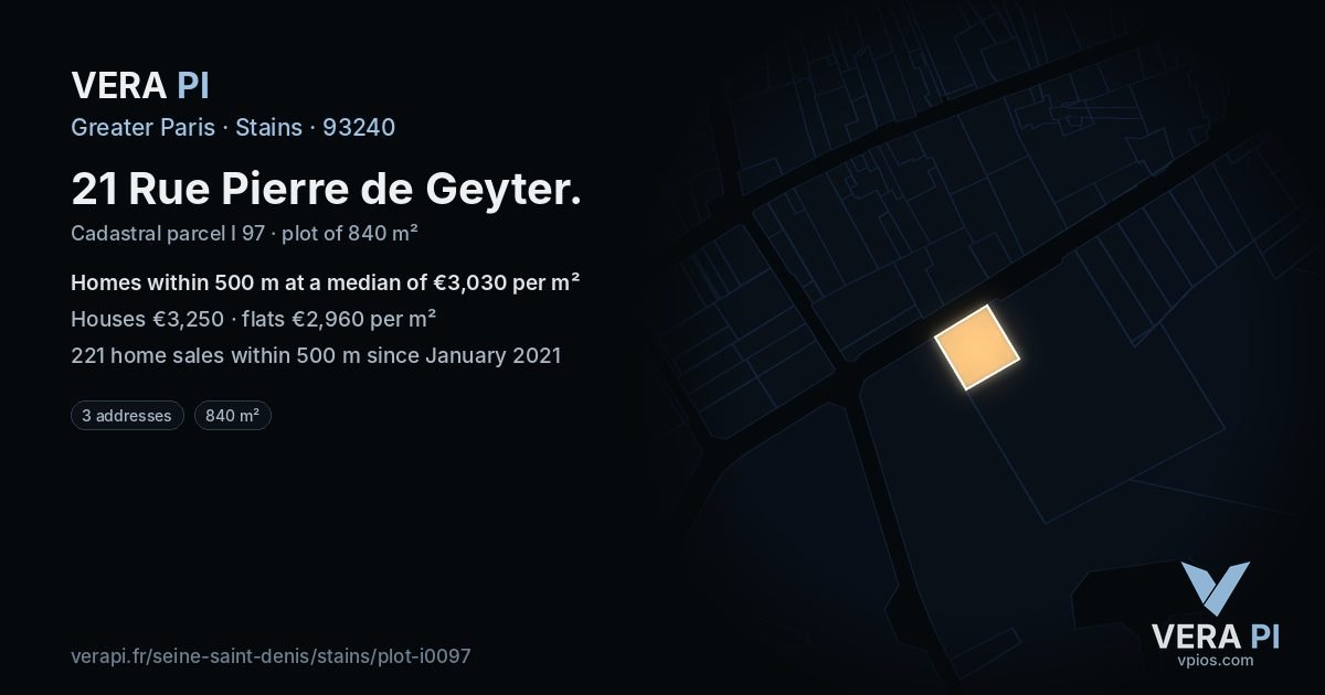 21 Rue Pierre de Geyter, Stains at night – the plot lit, the parcels around coloured by the prices near them