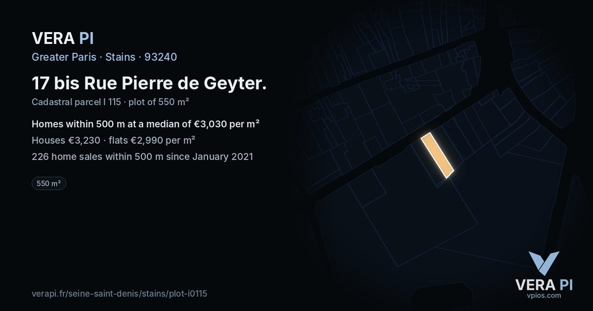 17 bis Rue Pierre de Geyter, Stains at night – the plot lit, the parcels around coloured by the prices near them