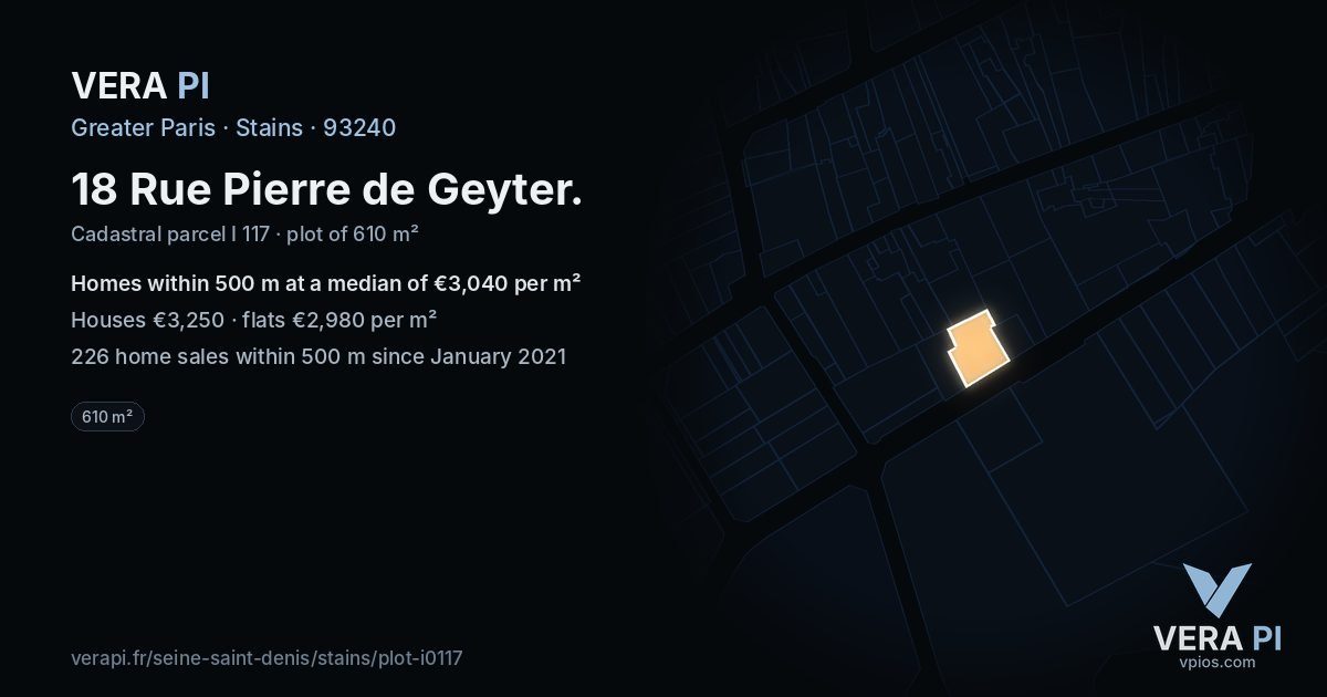 18 Rue Pierre de Geyter, Stains at night – the plot lit, the parcels around coloured by the prices near them