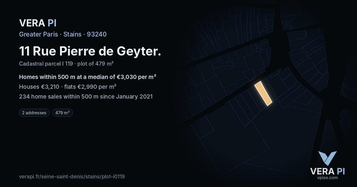 11 Rue Pierre de Geyter, Stains at night – the plot lit, the parcels around coloured by the prices near them