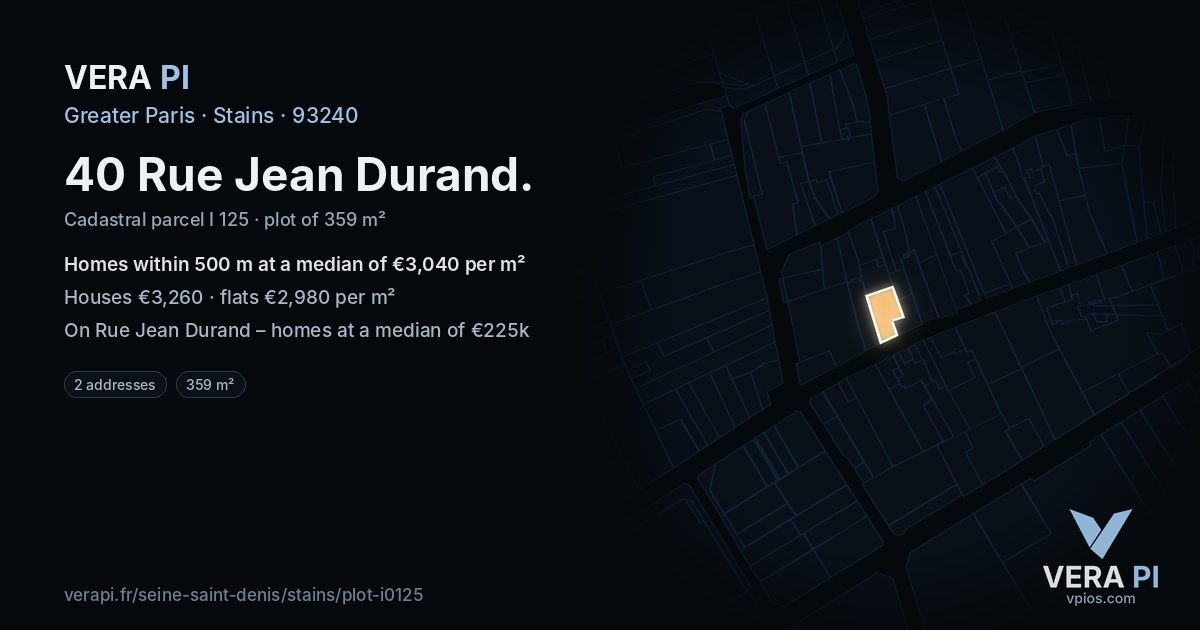 40 Rue Jean Durand, Stains at night – the plot lit, the parcels around coloured by the prices near them