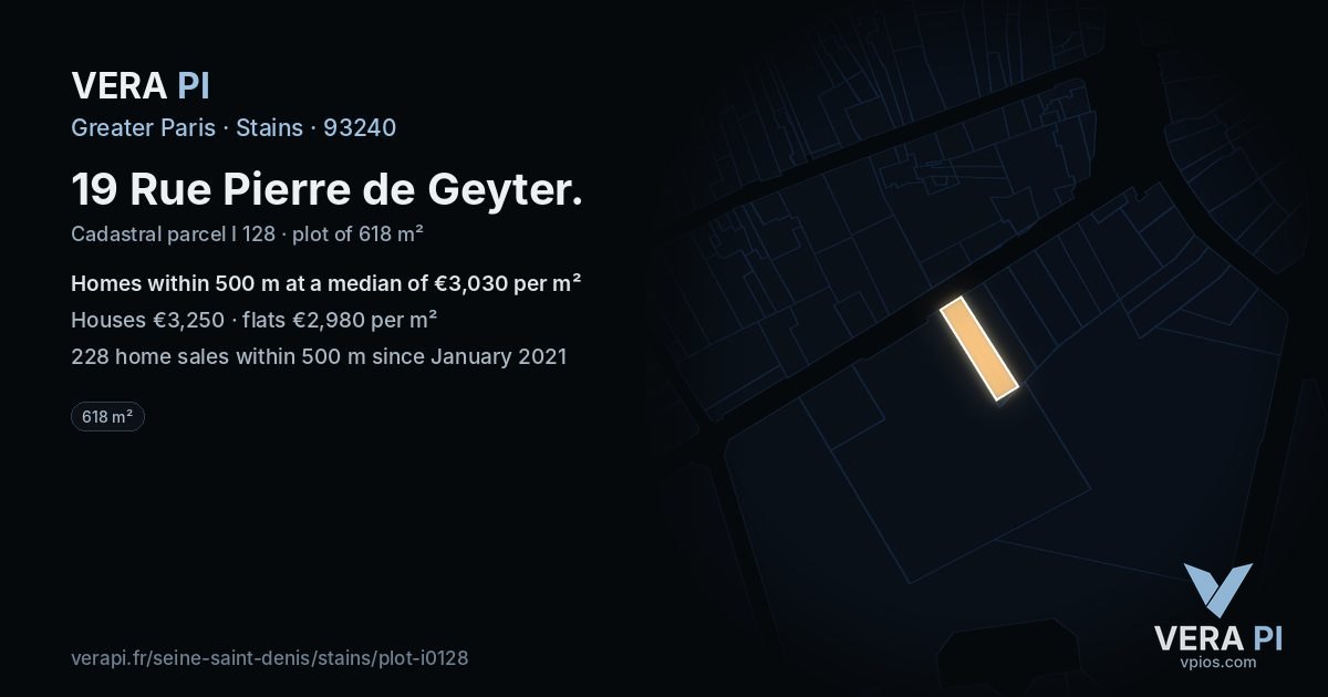 19 Rue Pierre de Geyter, Stains at night – the plot lit, the parcels around coloured by the prices near them