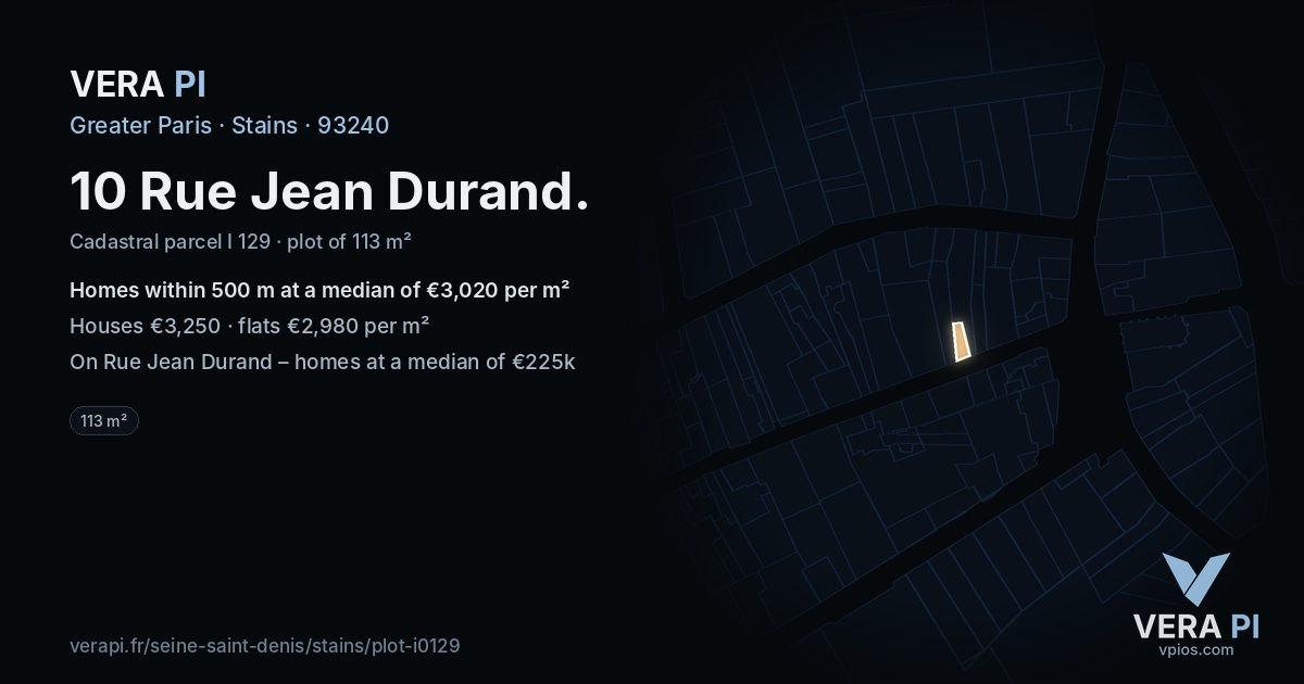 10 Rue Jean Durand, Stains at night – the plot lit, the parcels around coloured by the prices near them