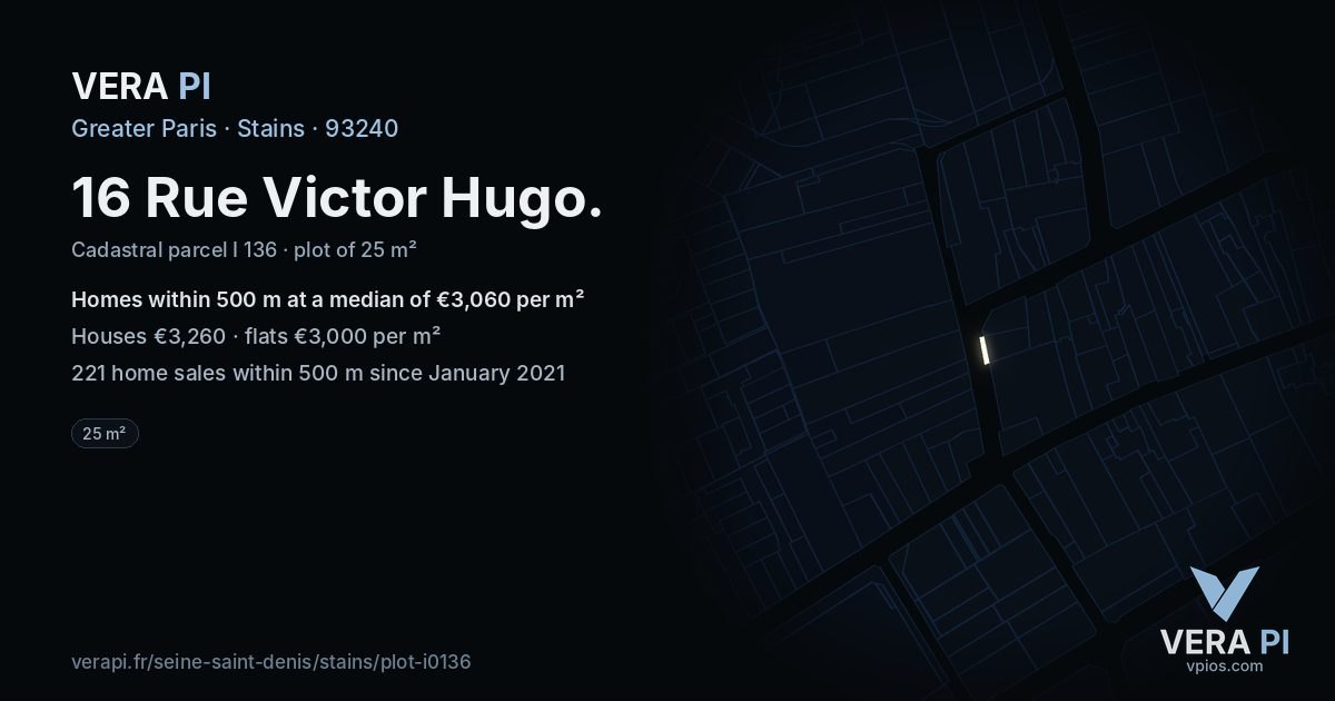 16 Rue Victor Hugo, Stains at night – the plot lit, the parcels around coloured by the prices near them