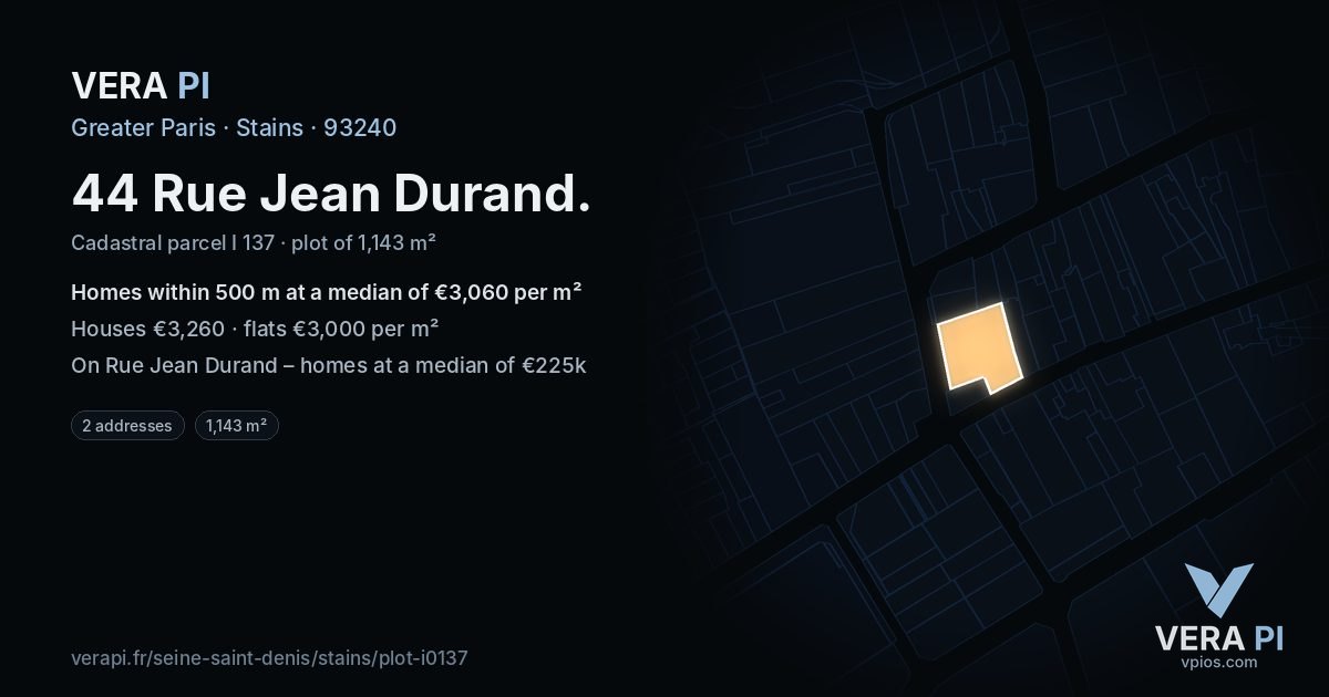 44 Rue Jean Durand, Stains at night – the plot lit, the parcels around coloured by the prices near them