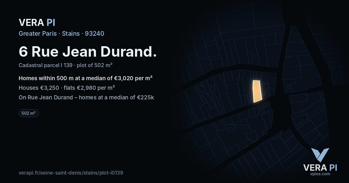 6 Rue Jean Durand, Stains at night – the plot lit, the parcels around coloured by the prices near them