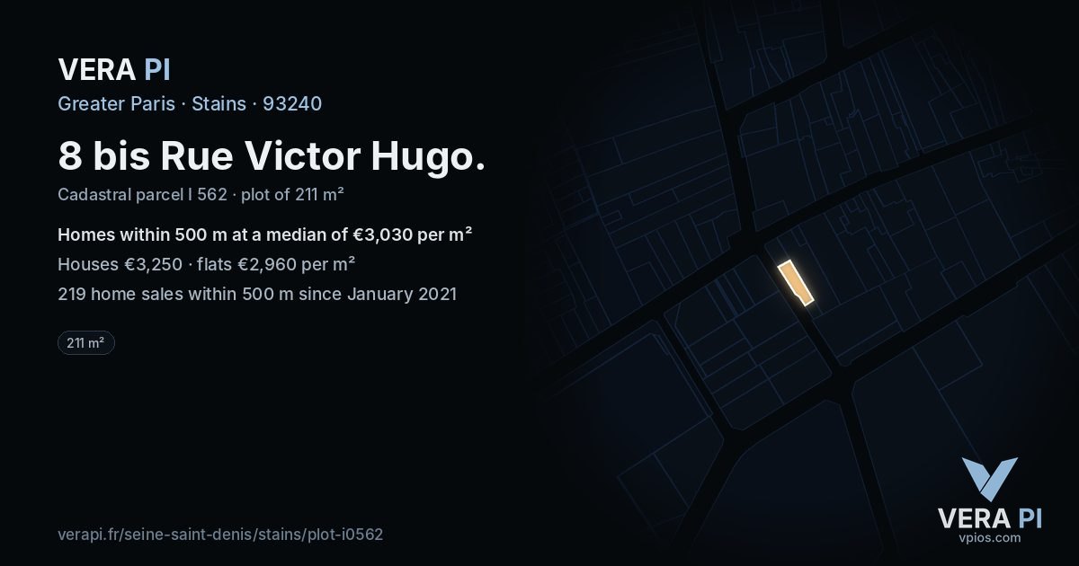8 bis Rue Victor Hugo, Stains at night – the plot lit, the parcels around coloured by the prices near them