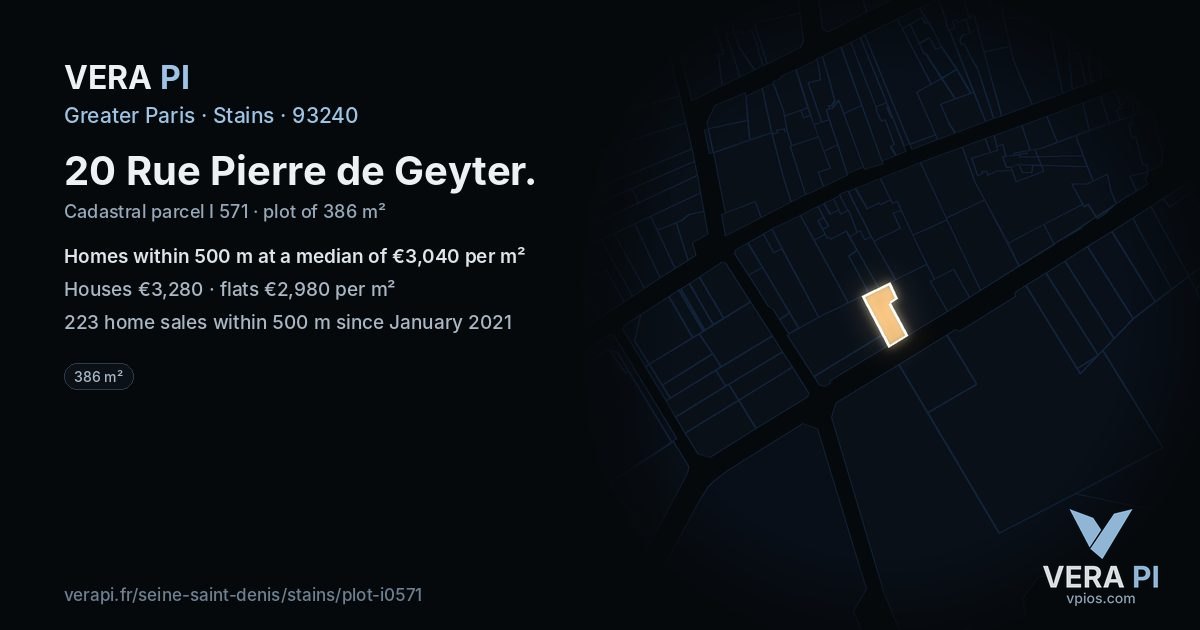 20 Rue Pierre de Geyter, Stains at night – the plot lit, the parcels around coloured by the prices near them