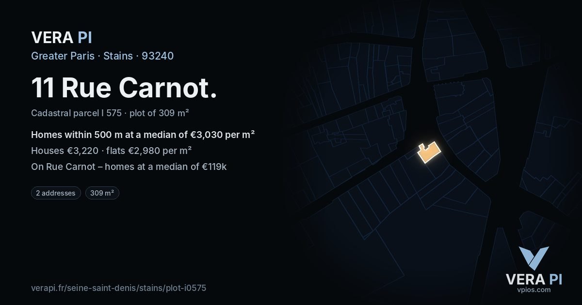 11 Rue Carnot, Stains at night – the plot lit, the parcels around coloured by the prices near them