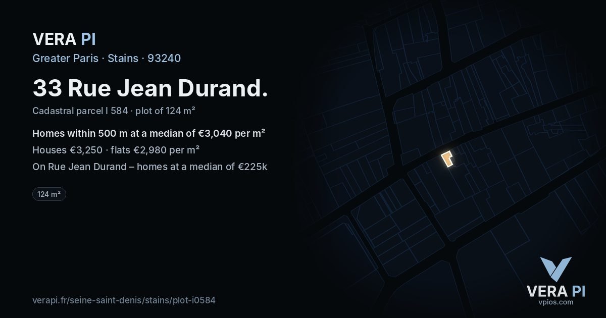 33 Rue Jean Durand, Stains at night – the plot lit, the parcels around coloured by the prices near them