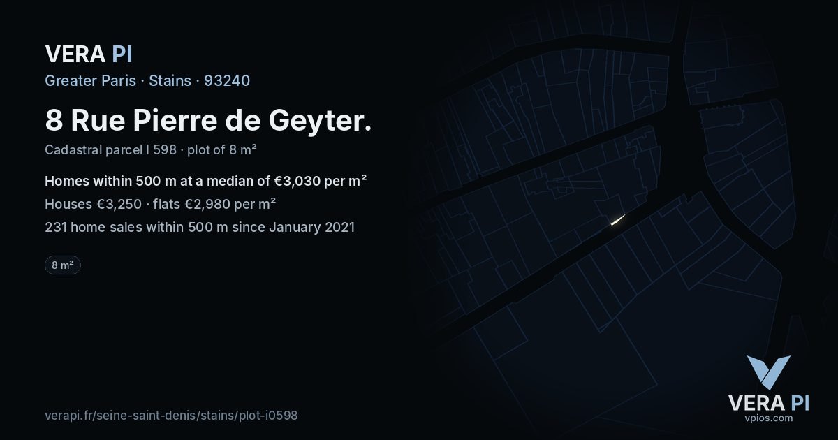 8 Rue Pierre de Geyter, Stains at night – the plot lit, the parcels around coloured by the prices near them