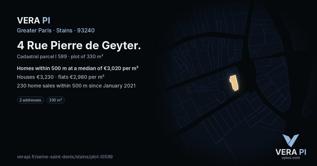 4 Rue Pierre de Geyter, Stains at night – the plot lit, the parcels around coloured by the prices near them