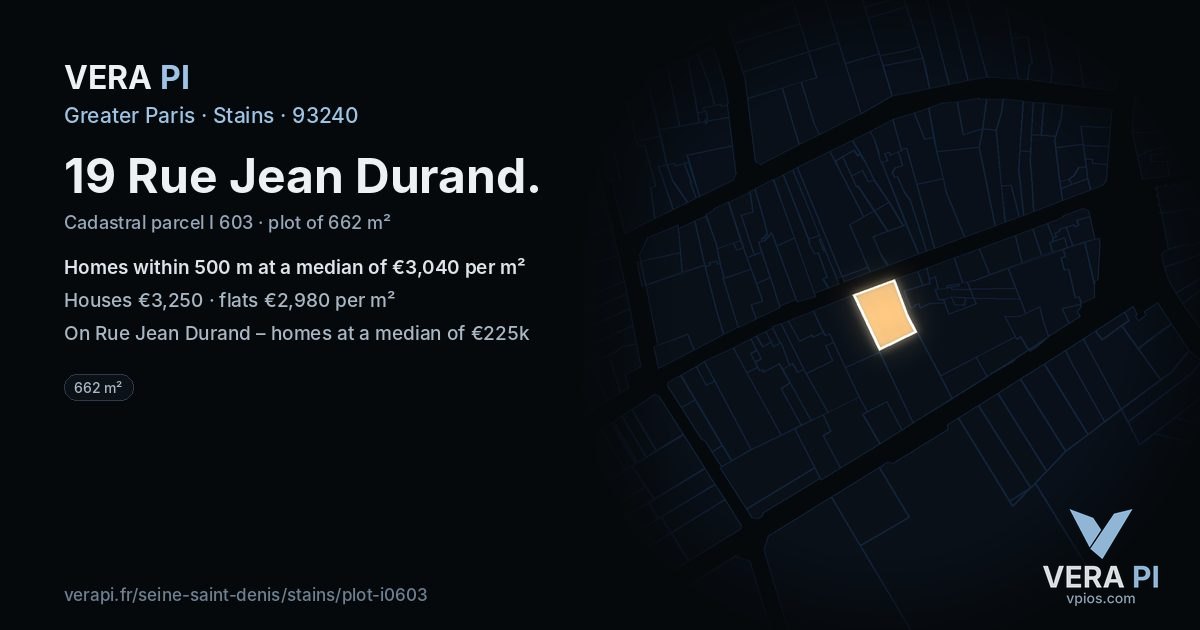 19 Rue Jean Durand, Stains at night – the plot lit, the parcels around coloured by the prices near them