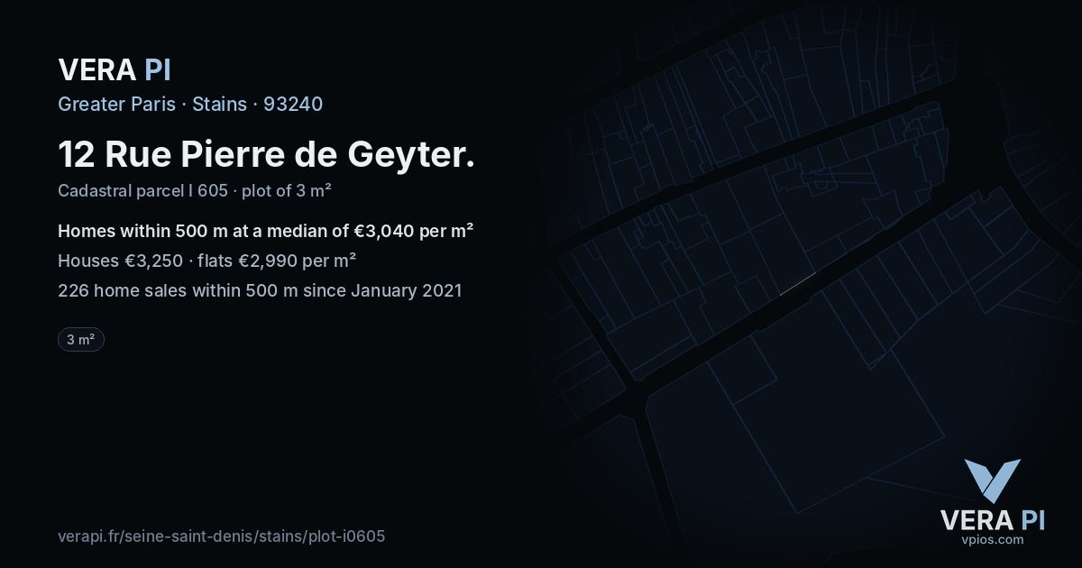 12 Rue Pierre de Geyter, Stains at night – the plot lit, the parcels around coloured by the prices near them