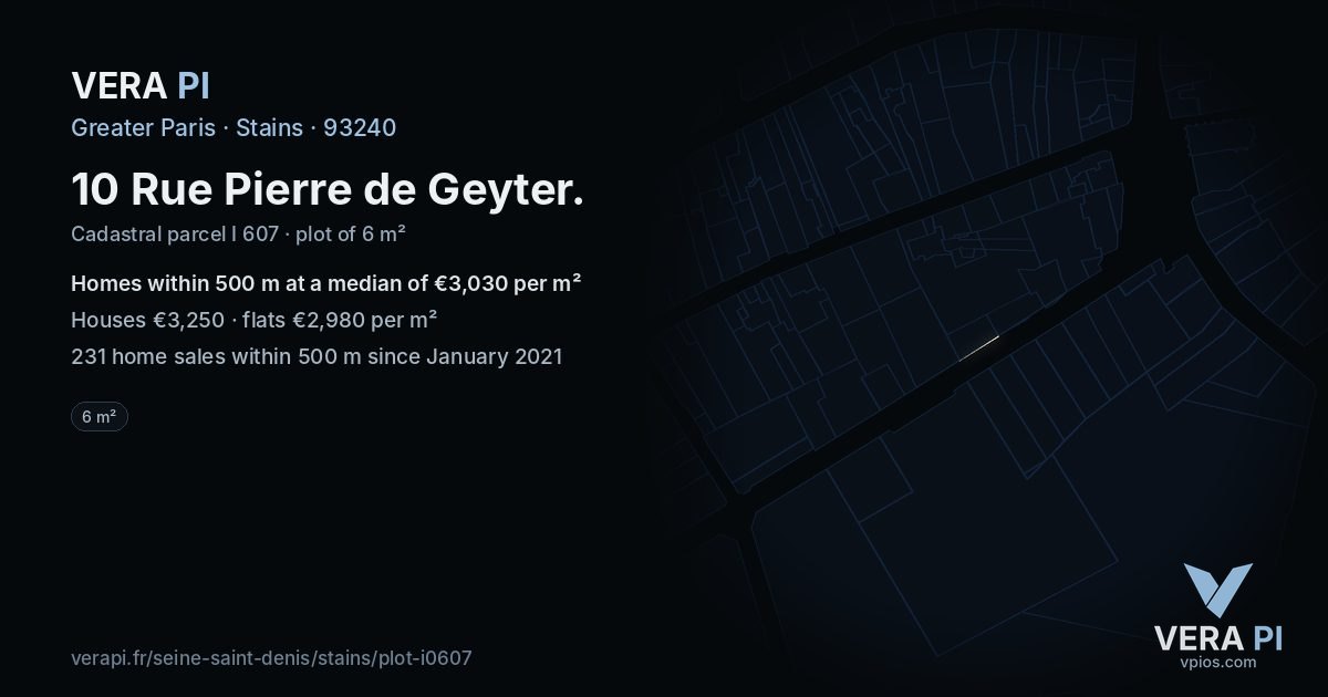 10 Rue Pierre de Geyter, Stains at night – the plot lit, the parcels around coloured by the prices near them