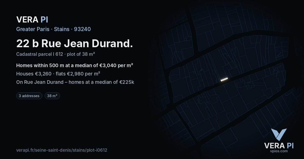 22 b Rue Jean Durand, Stains at night – the plot lit, the parcels around coloured by the prices near them