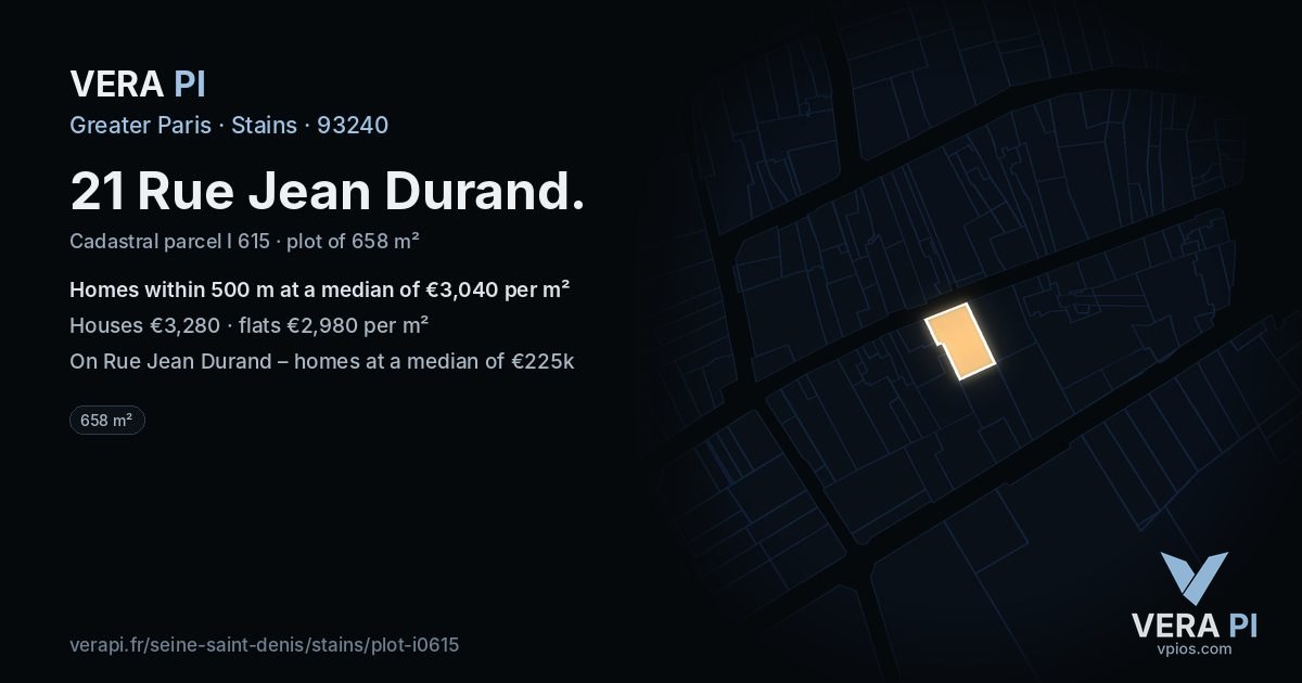 21 Rue Jean Durand, Stains at night – the plot lit, the parcels around coloured by the prices near them