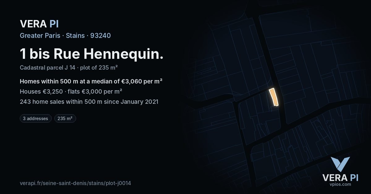 1 bis Rue Hennequin, Stains at night – the plot lit, the parcels around coloured by the prices near them