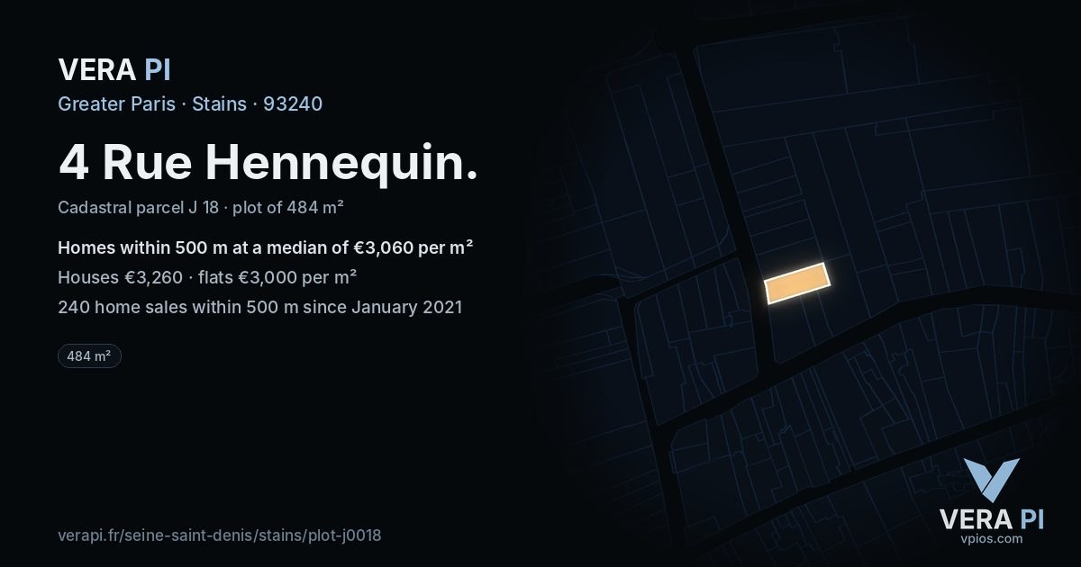 4 Rue Hennequin, Stains at night – the plot lit, the parcels around coloured by the prices near them