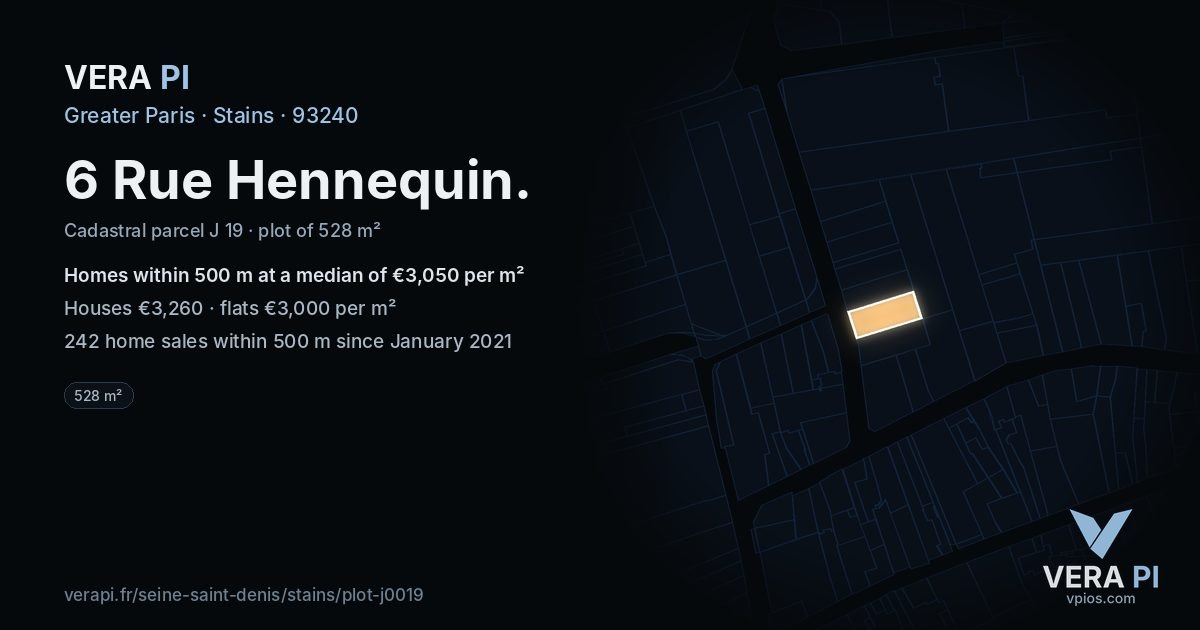 6 Rue Hennequin, Stains at night – the plot lit, the parcels around coloured by the prices near them