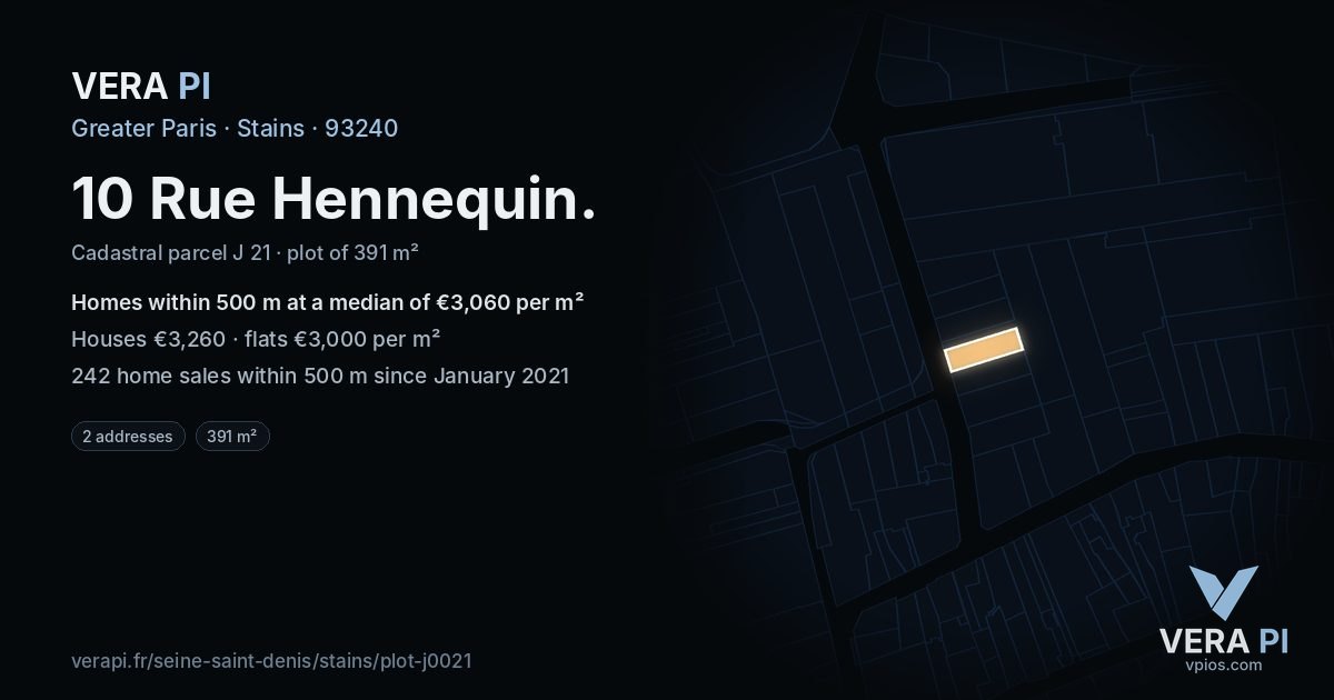 10 Rue Hennequin, Stains at night – the plot lit, the parcels around coloured by the prices near them