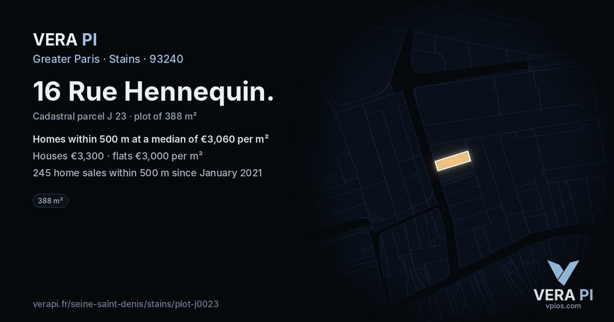 16 Rue Hennequin, Stains at night – the plot lit, the parcels around coloured by the prices near them