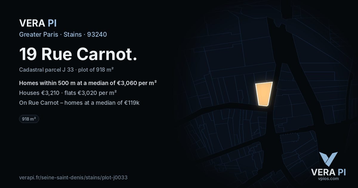 19 Rue Carnot, Stains at night – the plot lit, the parcels around coloured by the prices near them