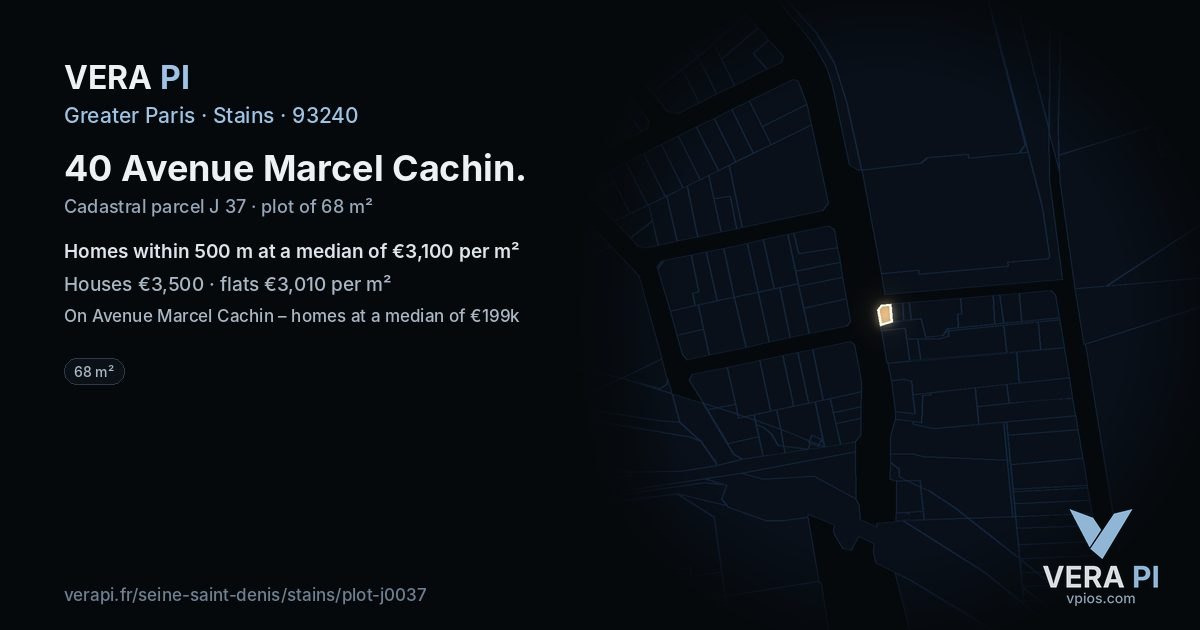 40 Avenue Marcel Cachin, Stains at night – the plot lit, the parcels around coloured by the prices near them