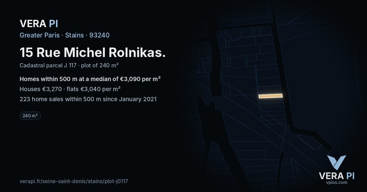 15 Rue Michel Rolnikas, Stains at night – the plot lit, the parcels around coloured by the prices near them