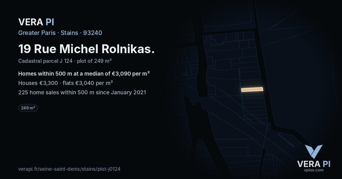 19 Rue Michel Rolnikas, Stains at night – the plot lit, the parcels around coloured by the prices near them
