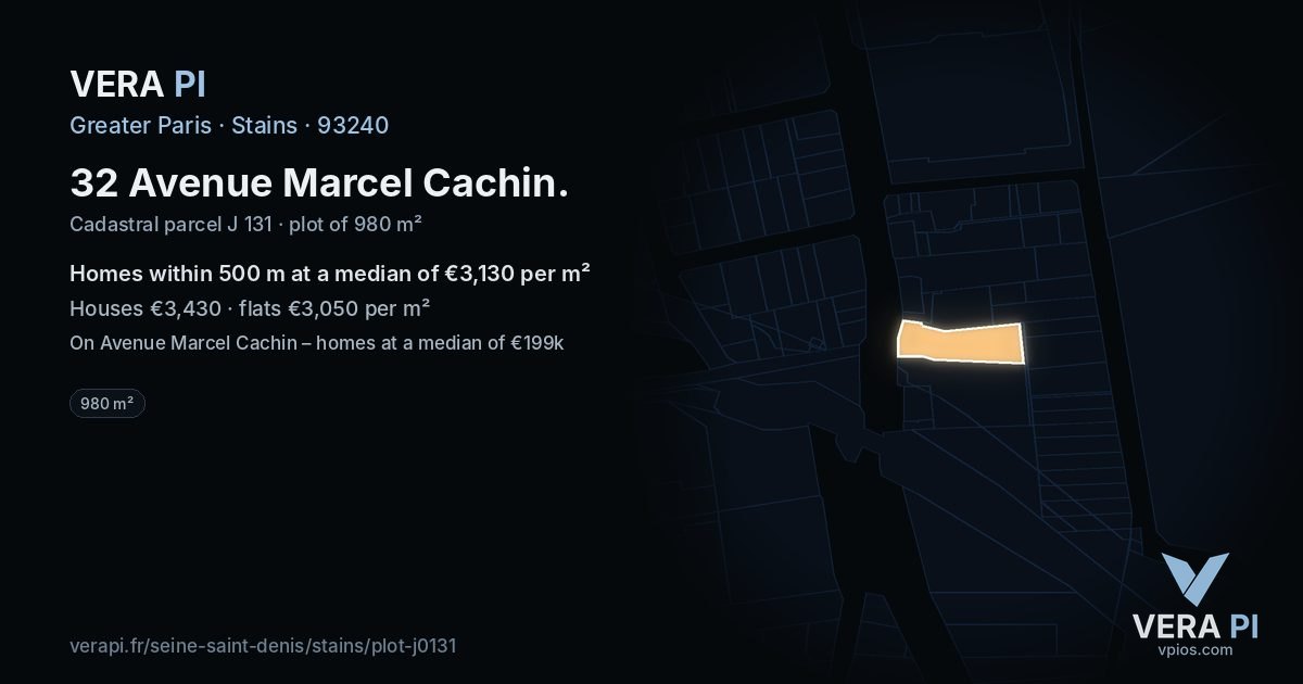 32 Avenue Marcel Cachin, Stains at night – the plot lit, the parcels around coloured by the prices near them