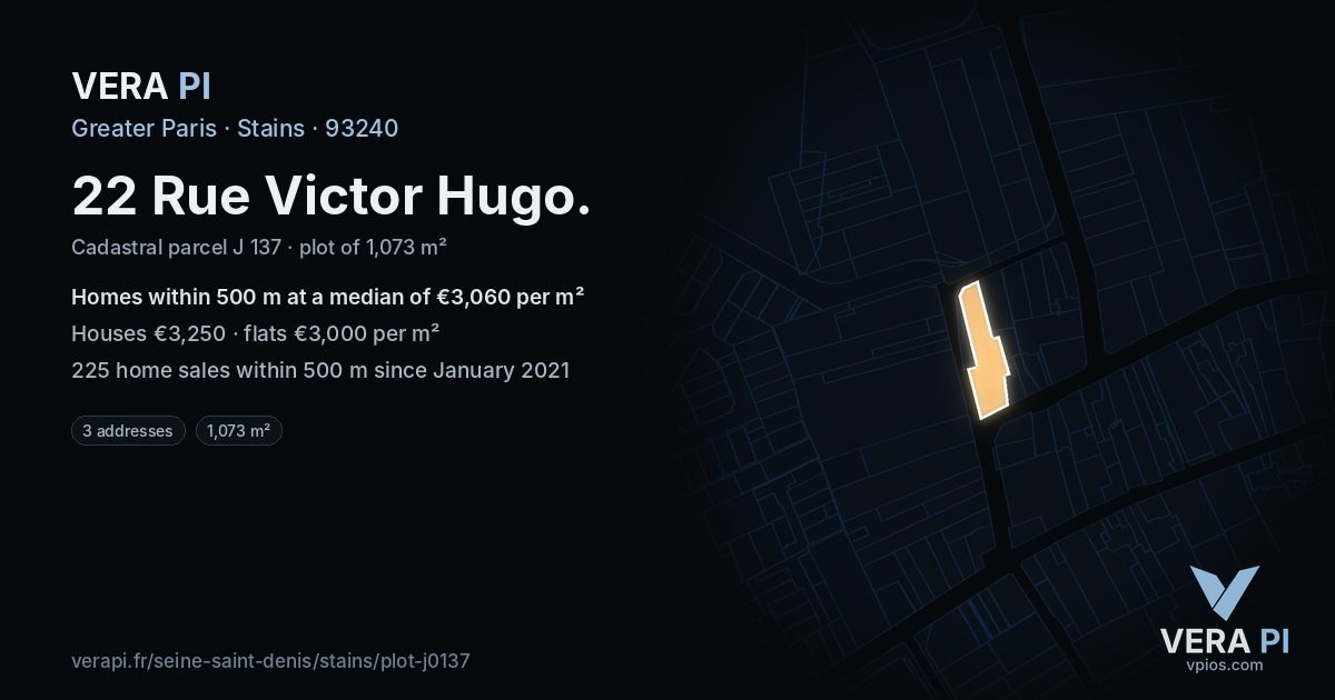 22 Rue Victor Hugo, Stains at night – the plot lit, the parcels around coloured by the prices near them