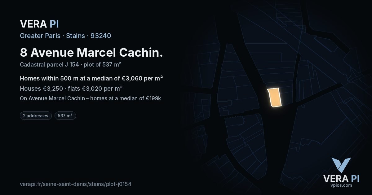 8 Avenue Marcel Cachin, Stains at night – the plot lit, the parcels around coloured by the prices near them