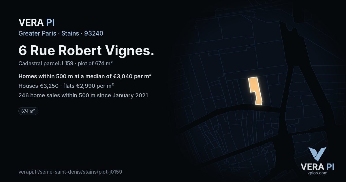 6 Rue Robert Vignes, Stains at night – the plot lit, the parcels around coloured by the prices near them