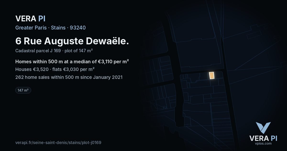 6 Rue Auguste Dewaële, Stains at night – the plot lit, the parcels around coloured by the prices near them