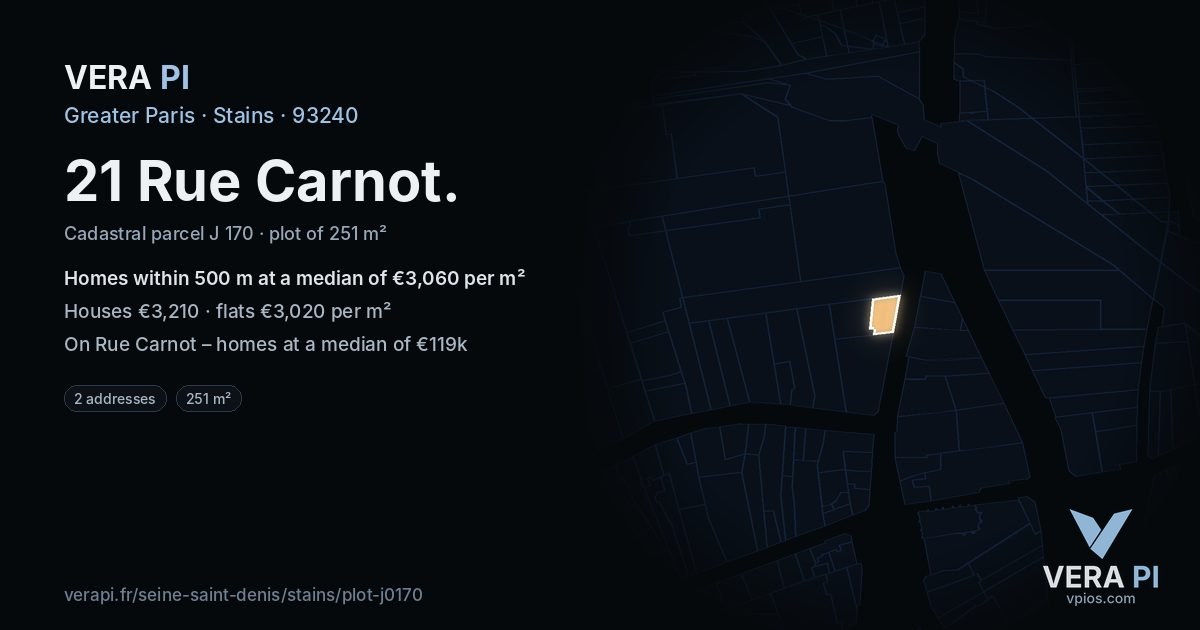 21 Rue Carnot, Stains at night – the plot lit, the parcels around coloured by the prices near them