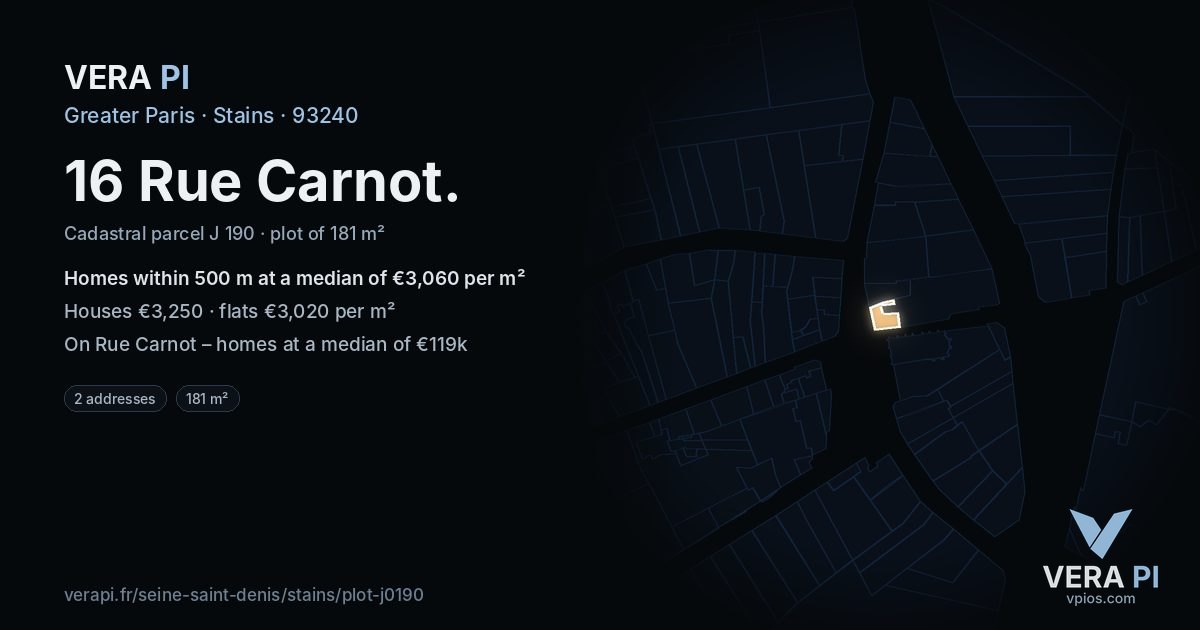 16 Rue Carnot, Stains at night – the plot lit, the parcels around coloured by the prices near them