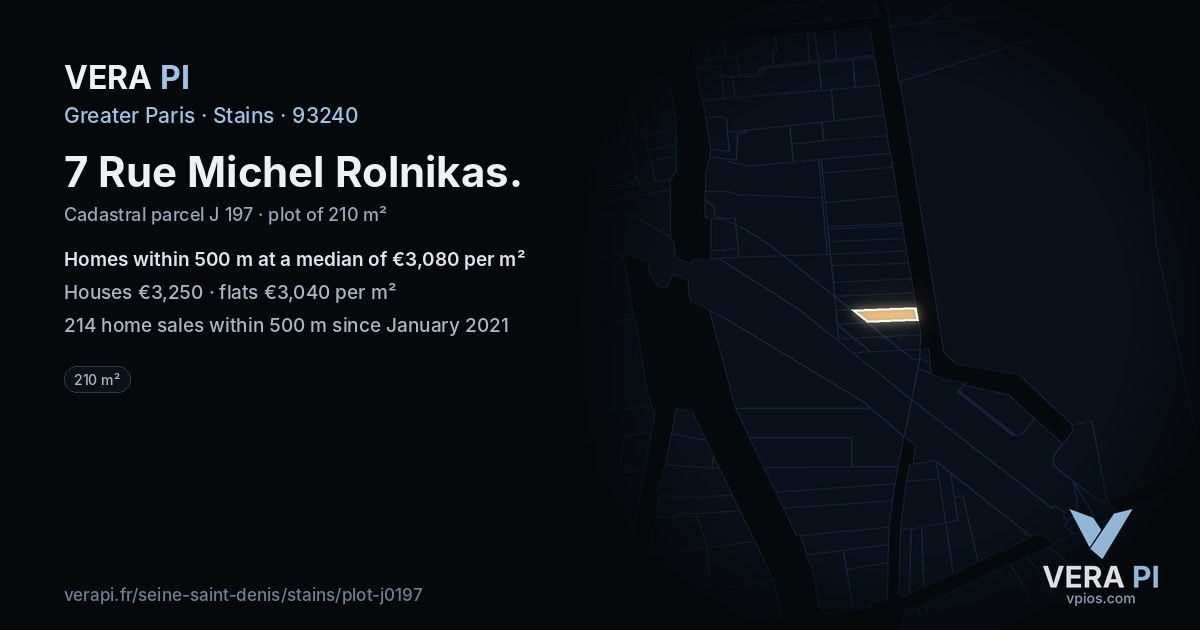 7 Rue Michel Rolnikas, Stains at night – the plot lit, the parcels around coloured by the prices near them