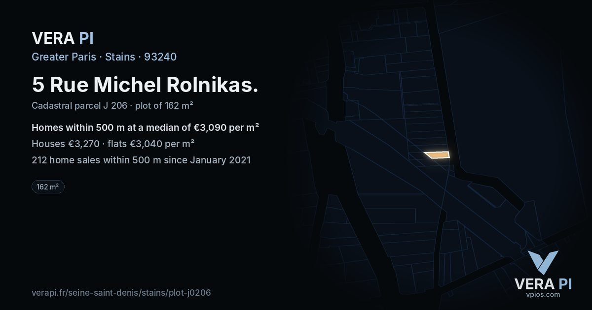 5 Rue Michel Rolnikas, Stains at night – the plot lit, the parcels around coloured by the prices near them